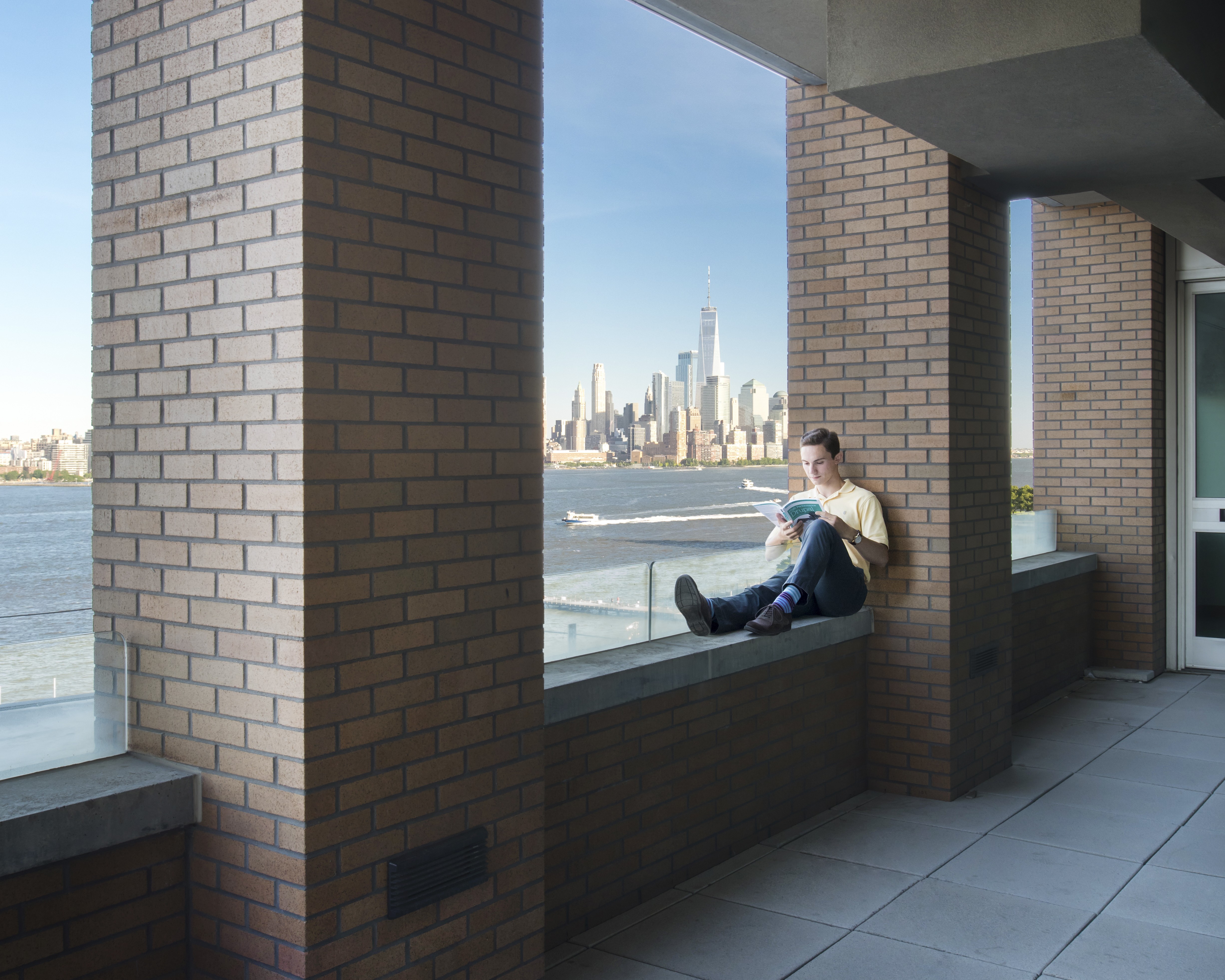 Student studying on rooftop