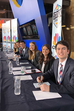 The six students on the draft floor at CNBC's studio.