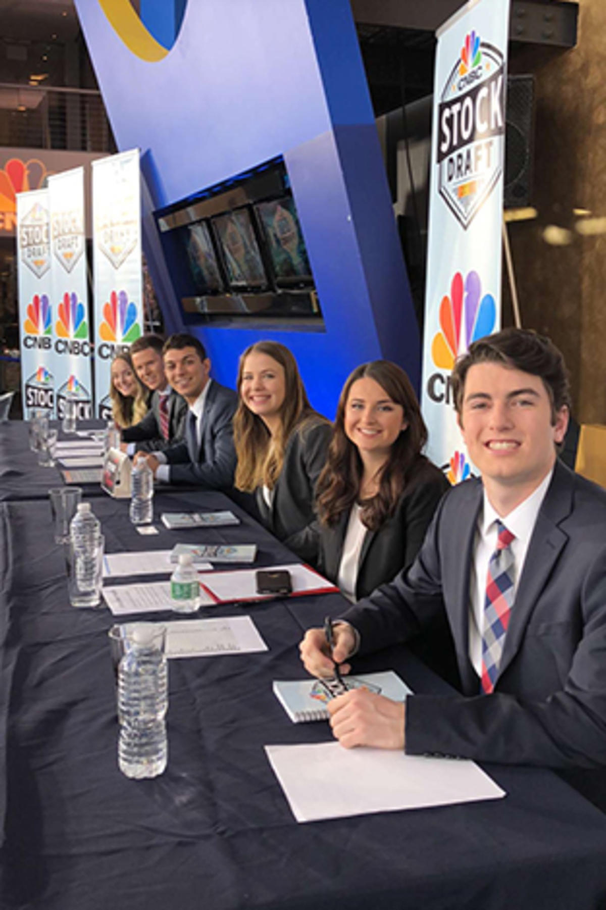 The six students on the draft floor at CNBC's studio.