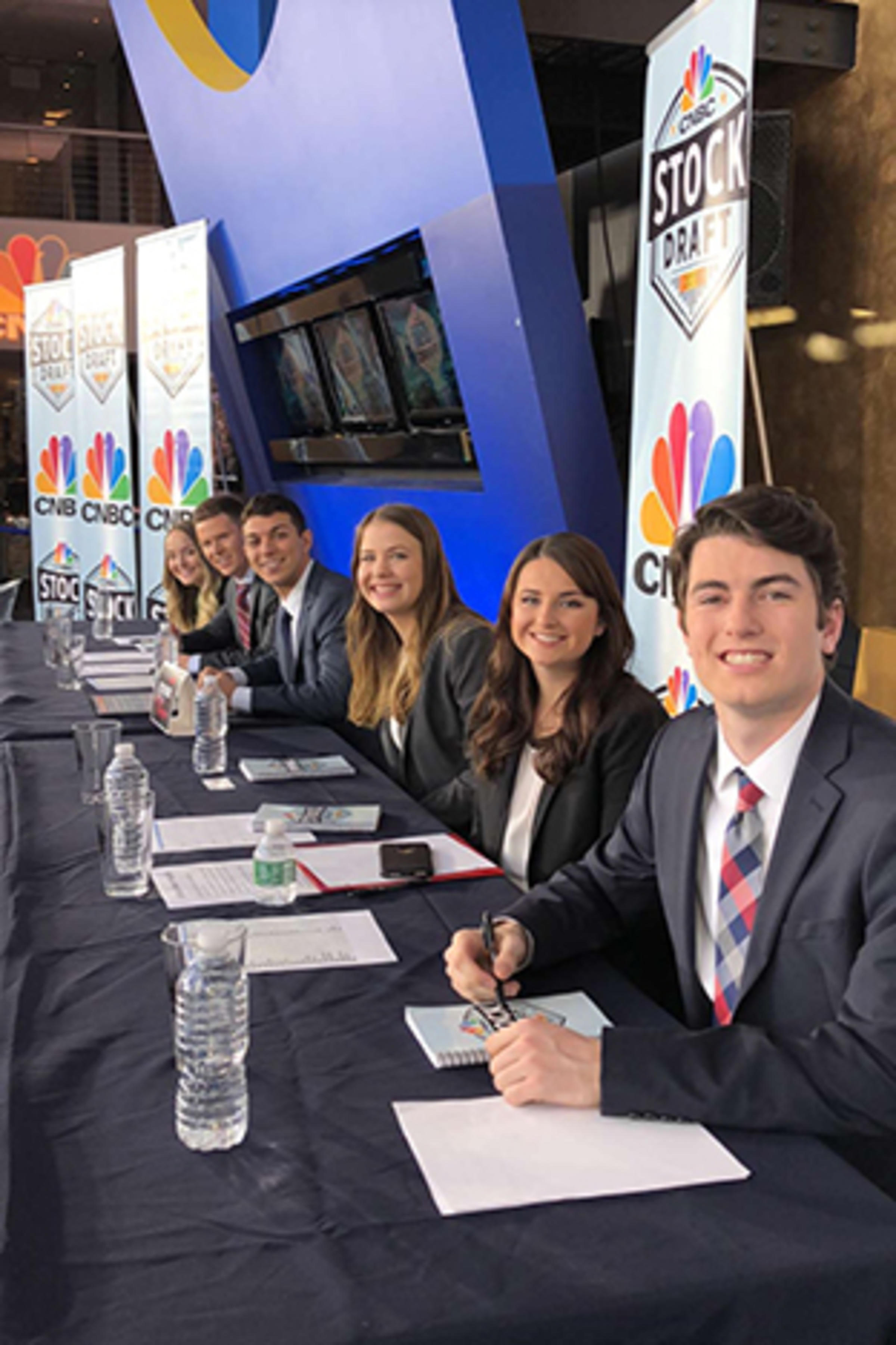 The six students on the draft floor at CNBC's studio.
