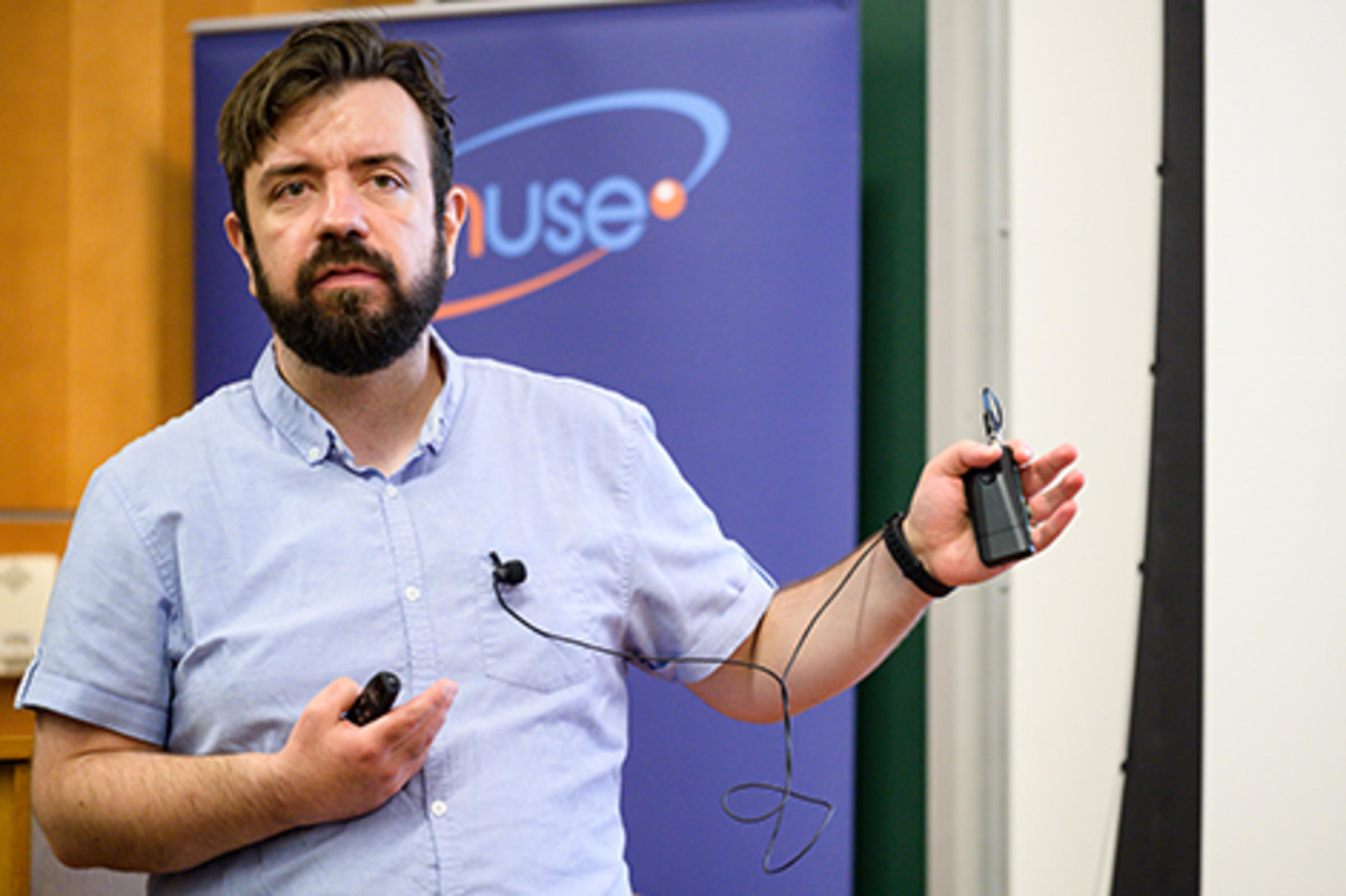 Marco Zivkovic at the podium at Stevens.