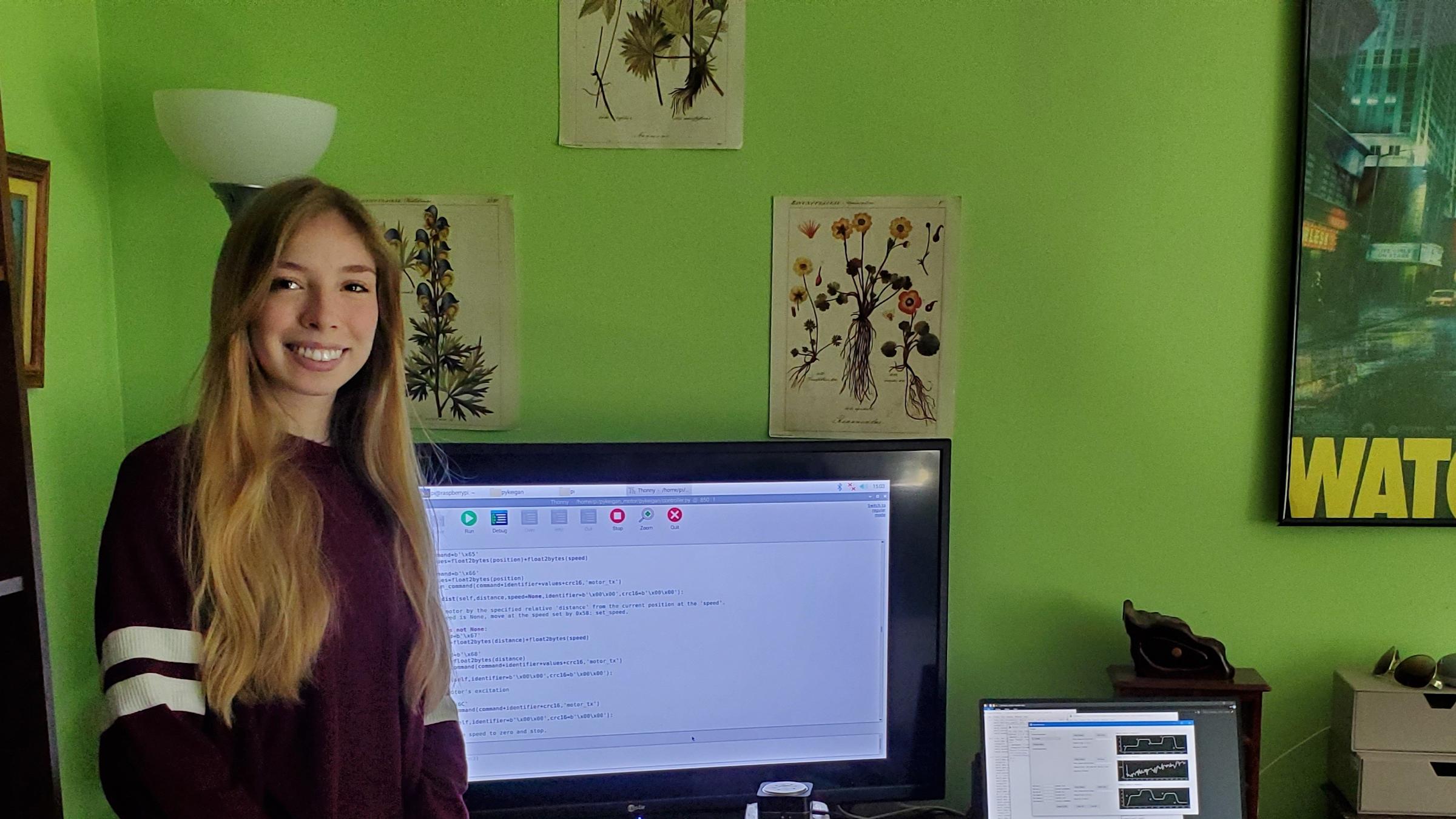 Elizabeth Cone in her home office in Illinois