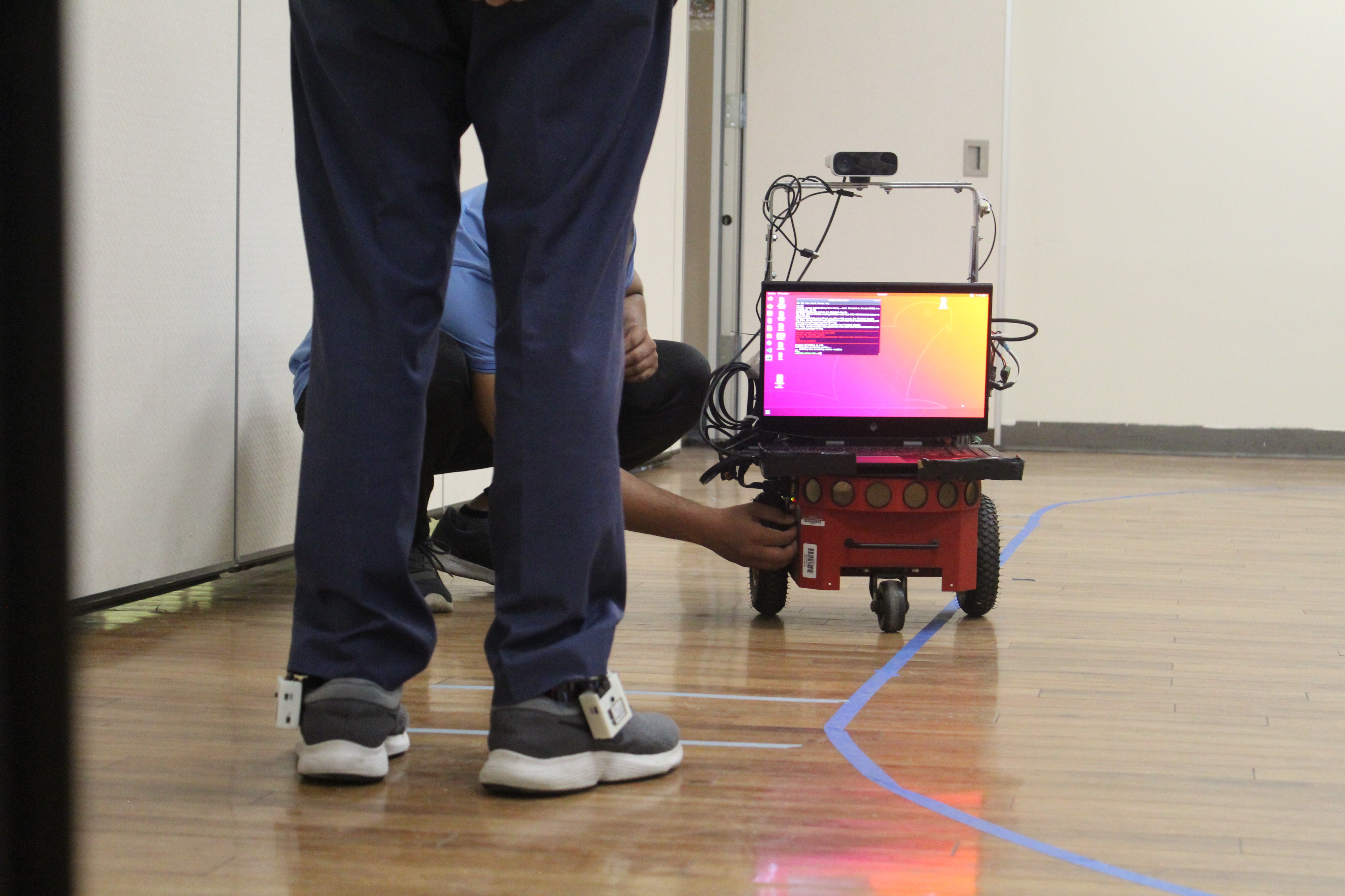 Participant following a robot