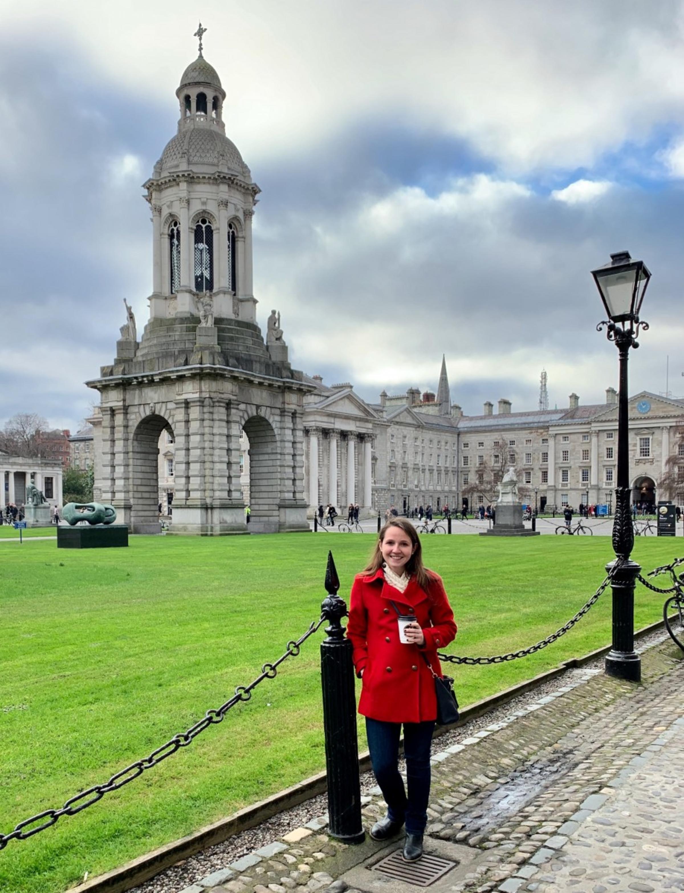 Janice Frontera outside Trinity College