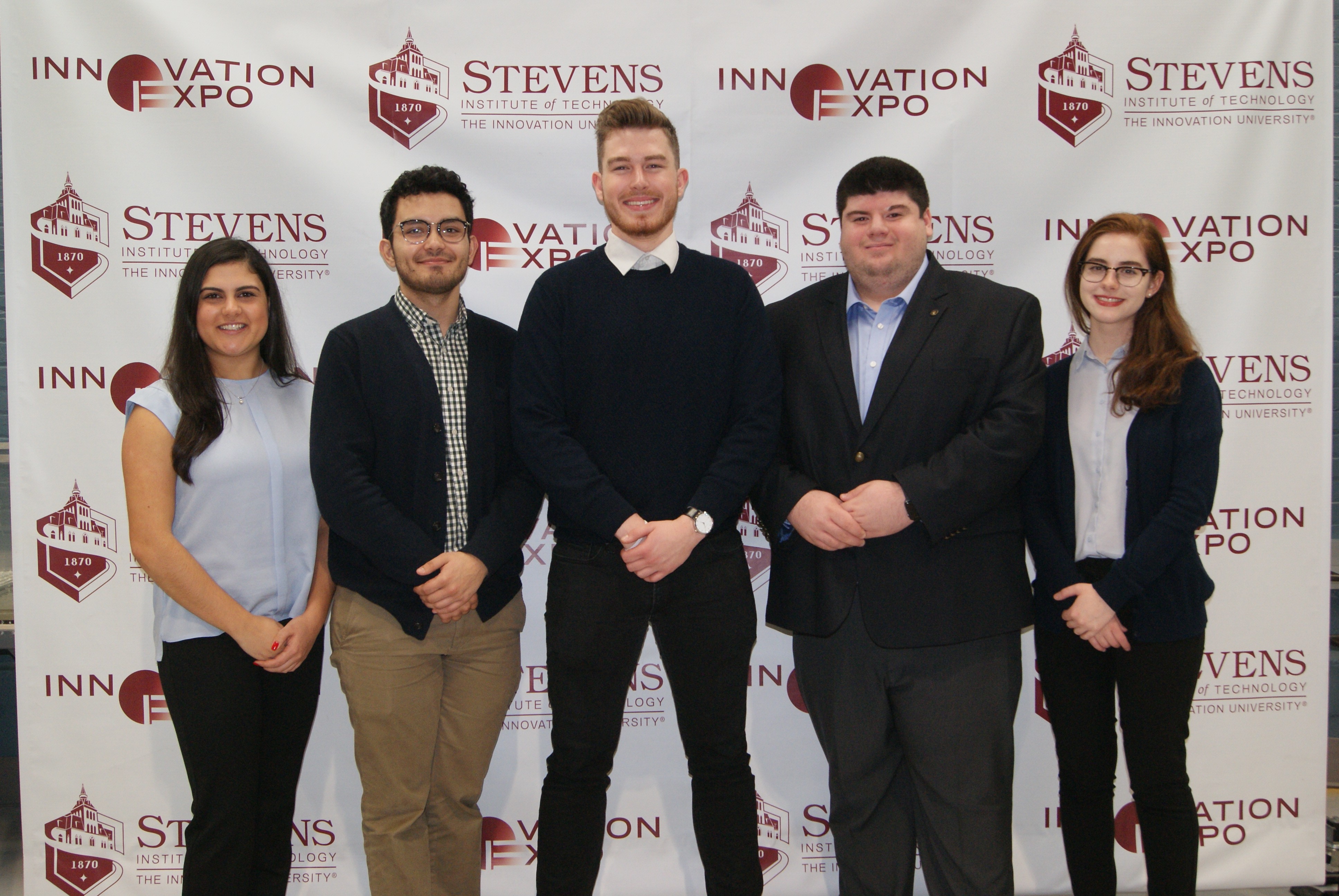 Stevens’ DiaMonD team, from left to right: Victoria Maglaras, John Martinez, Jacob Coumans, David Guirguis and Tracy Levi. CREDIT: Khamini Persaud.