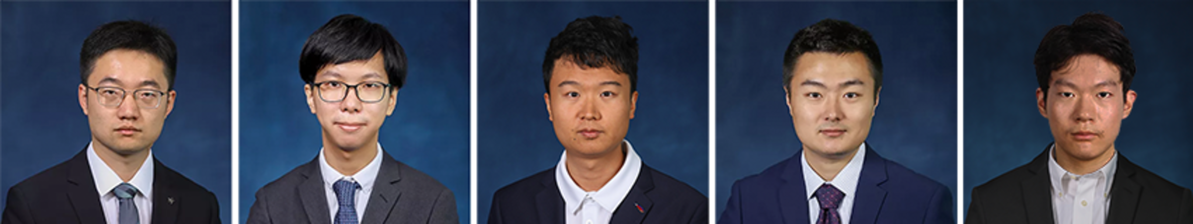 Portraits of five young men in professional attire.