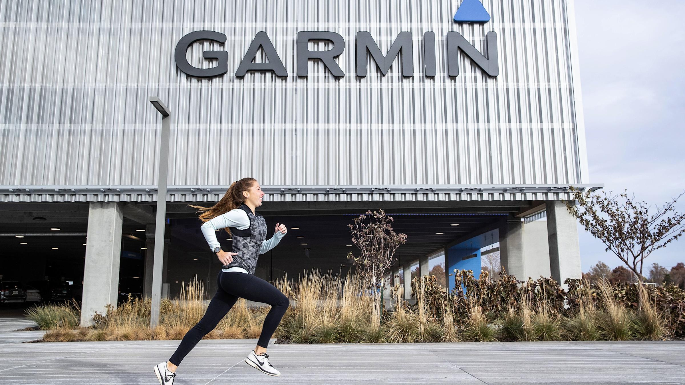 Amy Regan '17, on a run at the Garmin campus