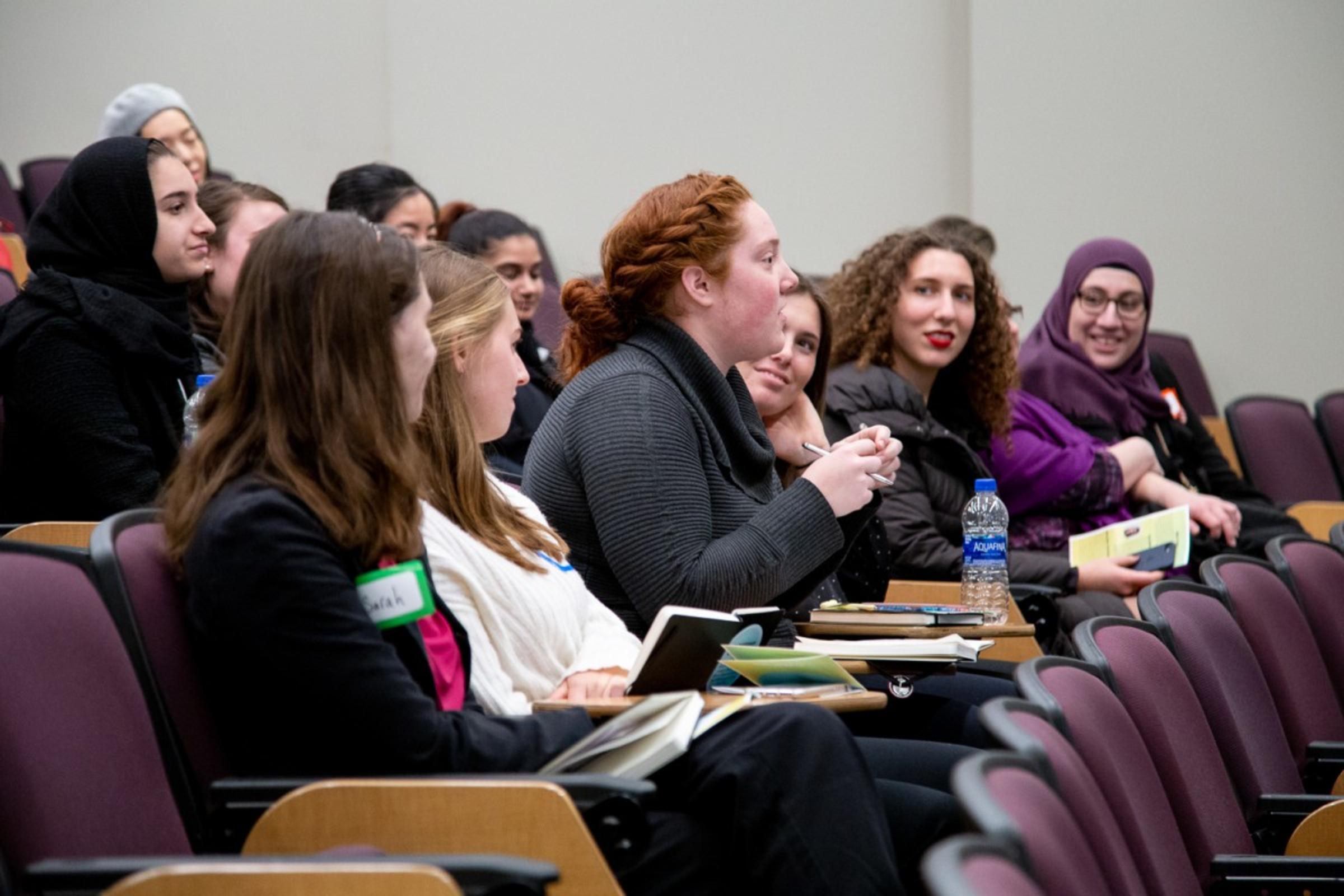Attendees in the Burchard auditorium where the speaker Deanne Bell is presenting