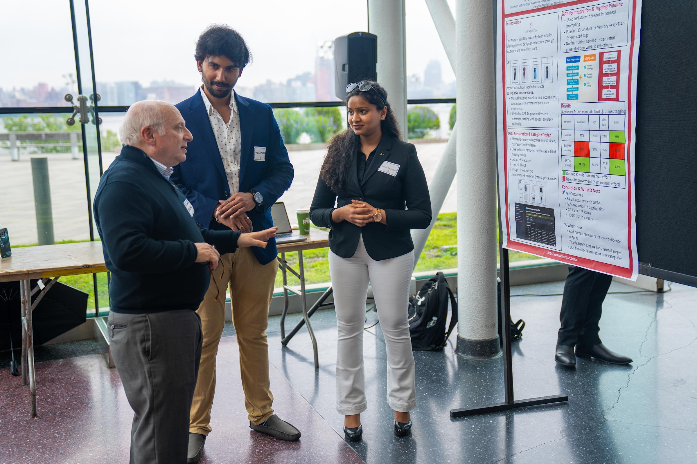 Professor Frank speaking with students