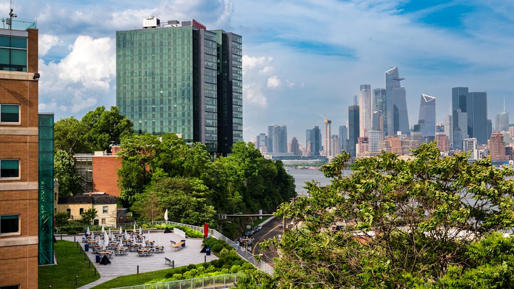University Center Complex Residential Towers with the New York City skyline in the background
