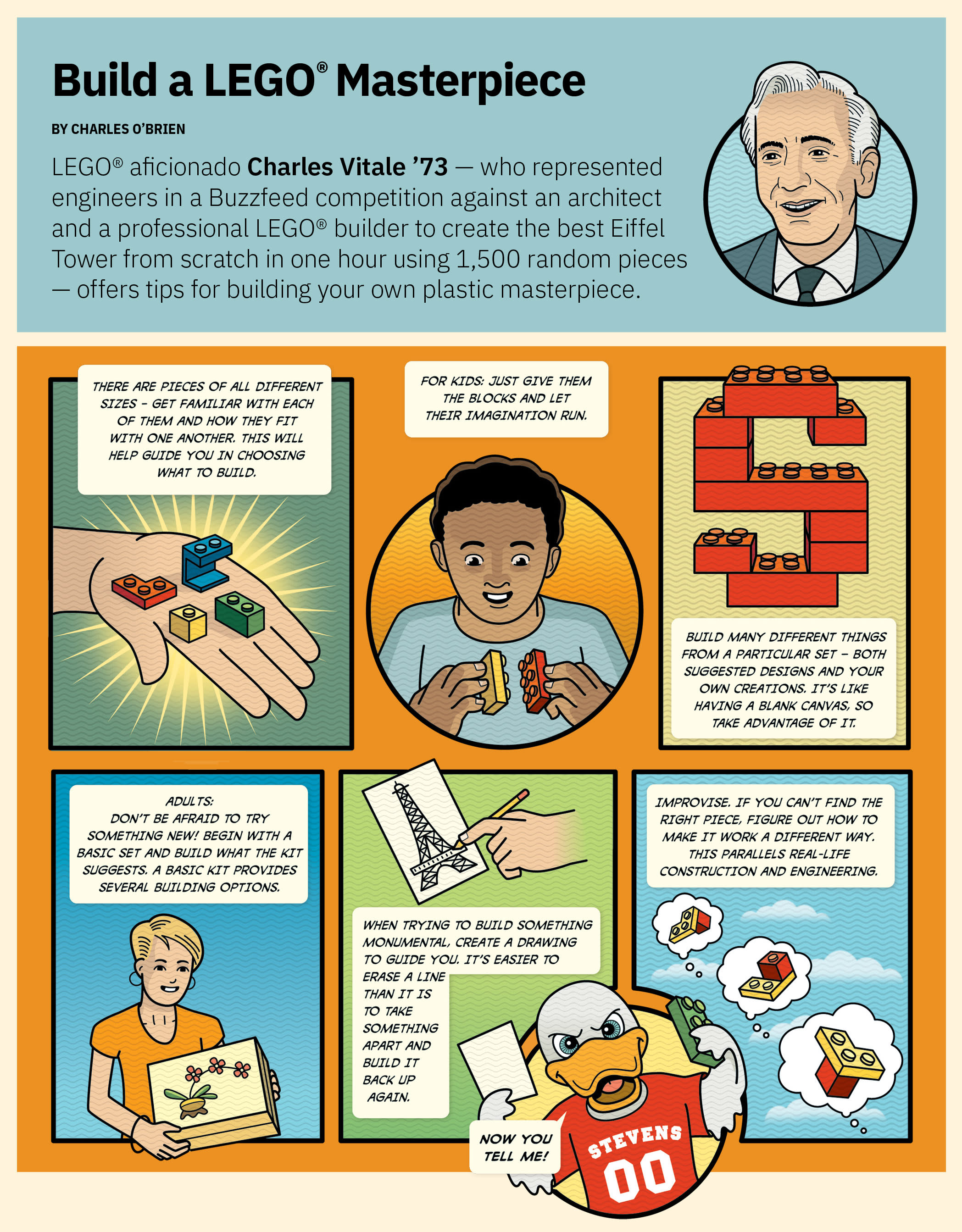 illustrated diagram about building a Lego masterpiece