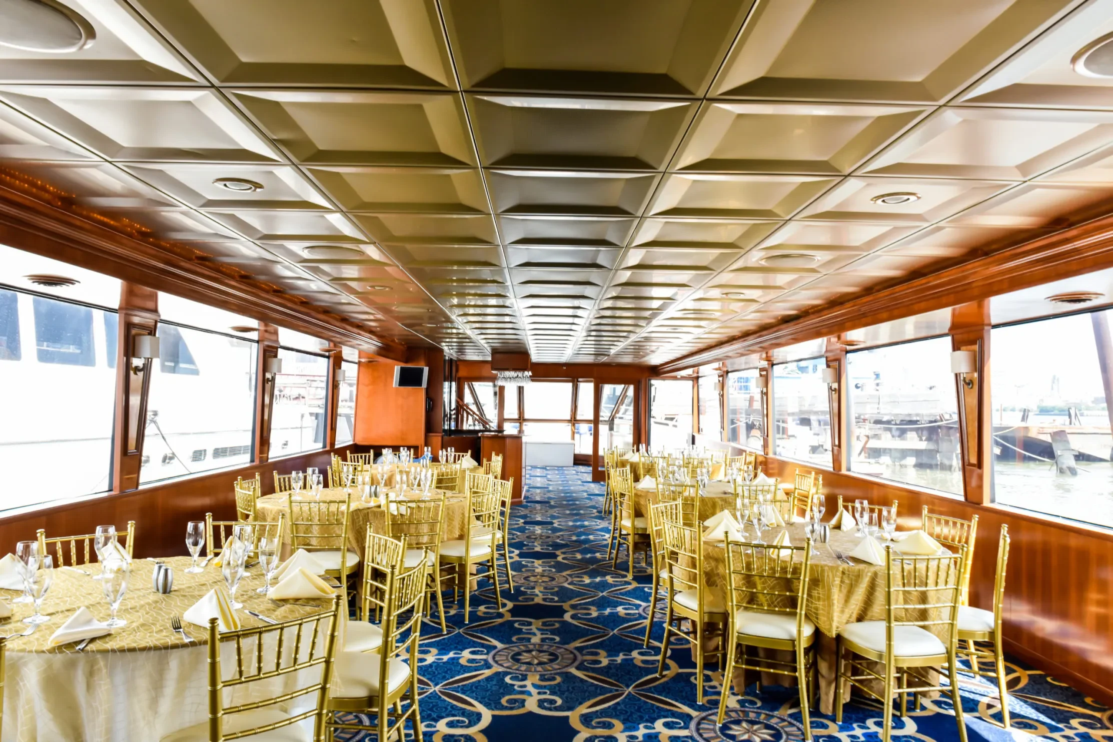 Inside of the cruise liner dining hall